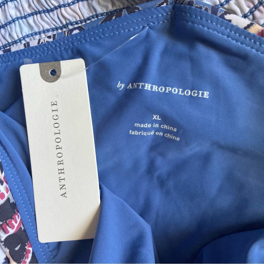 By anthropologie smocked off shoulder one piece swim suit womens XL NWT - Picture 7 of 10